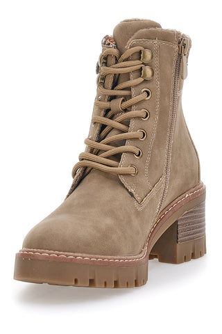 Taupefarbene Stiefel mit Tweed-Detail und Altemberg-4-Stollensohle