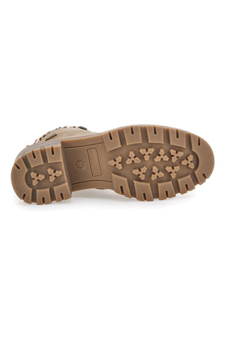 Taupefarbene Stiefel mit Tweed-Detail und Altemberg-4-Stollensohle