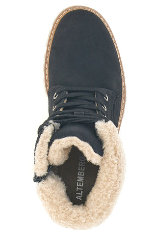 Schwarze Stiefel mit warmer Innenausstattung und Altemberg 5-Stollen-Sohle