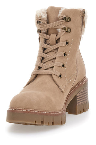 Taupefarbene Stiefel mit warmer Innenausstattung und Altemberg 5-Stollensohle