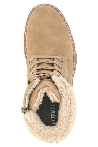 Taupefarbene Stiefel mit warmer Innenausstattung und Altemberg 5-Stollensohle