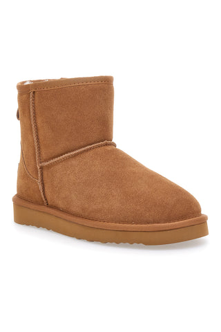 Pittarello Wow 3551 Stiefeletten aus echtem Leder in Kamelfarbe mit Fellfutter, Slipper-Stil