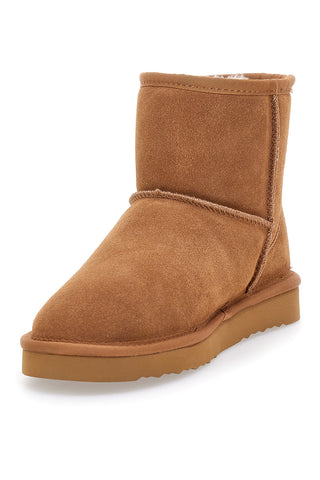 Pittarello Wow 3551 Stiefeletten aus echtem Leder in Kamelfarbe mit Fellfutter, Slipper-Stil