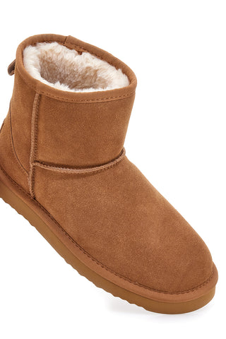 Pittarello Wow 3551 Stiefeletten aus echtem Leder in Kamelfarbe mit Fellfutter, Slipper-Stil