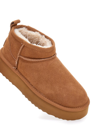 Pittarello Wow 3547 Pelzgefütterte Kamelstiefeletten im Slipper-Stil