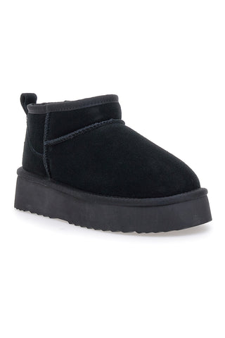 Pittarello Wow 3547 schwarze Stiefeletten im Slipper-Stil mit Fellfutter