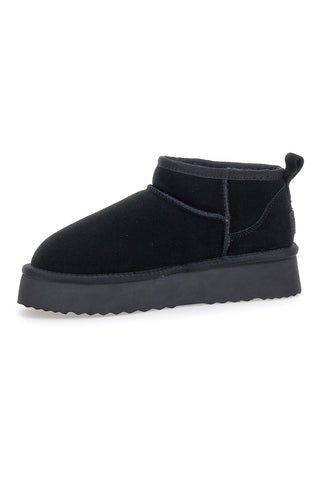 Pittarello Wow 3547 schwarze Stiefeletten im Slipper-Stil mit Fellfutter