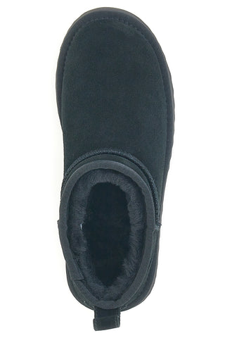 Pittarello Wow 3547 schwarze Stiefeletten im Slipper-Stil mit Fellfutter