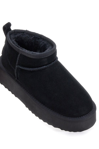 Pittarello Wow 3547 schwarze Stiefeletten im Slipper-Stil mit Fellfutter