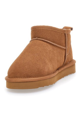 Stivaletti cammello in pelle scamosciata con pelo interno stile pantofola Pittarello wow 3550