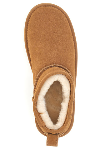 Stivaletti cammello in pelle scamosciata con pelo interno stile pantofola Pittarello wow 3550