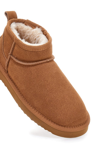 Stivaletti cammello in pelle scamosciata con pelo interno stile pantofola Pittarello wow 3550