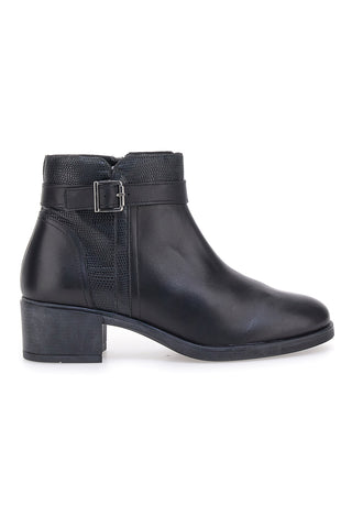Pittarello Class 853065 Stiefeletten aus schwarzem Leder mit seitlicher Schnalle