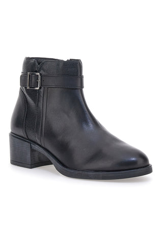 Pittarello Class 853065 Stiefeletten aus schwarzem Leder mit seitlicher Schnalle