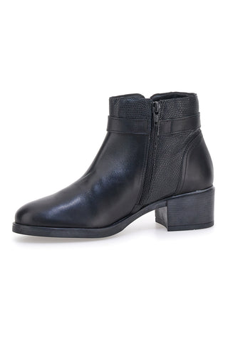 Pittarello Class 853065 Stiefeletten aus schwarzem Leder mit seitlicher Schnalle