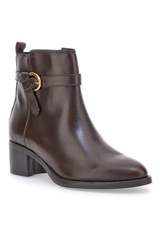 Stivaletti marroni in pelle con tacco basso Pittarello Class 852160