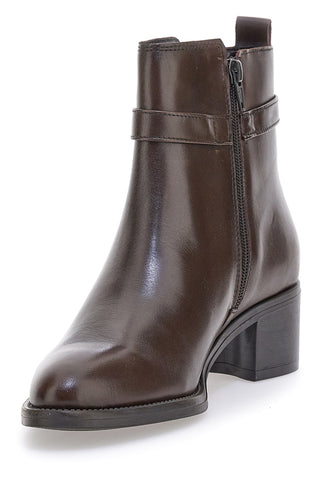 Stivaletti marroni in pelle con tacco basso Pittarello Class 852160