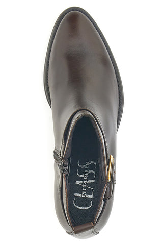 Stivaletti marroni in pelle con tacco basso Pittarello Class 852160