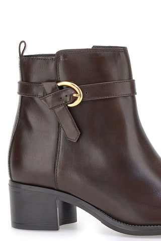 Stivaletti marroni in pelle con tacco basso Pittarello Class 852160