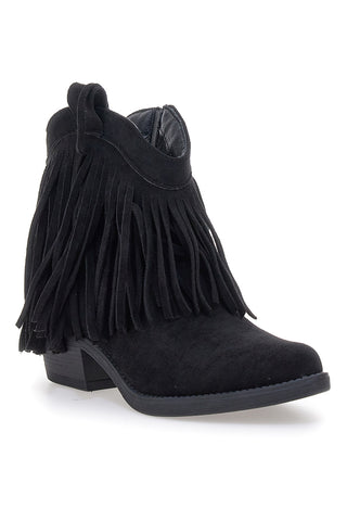 Die ersten schwarzen Texaner-Stiefeletten P638 mit langen Fransen