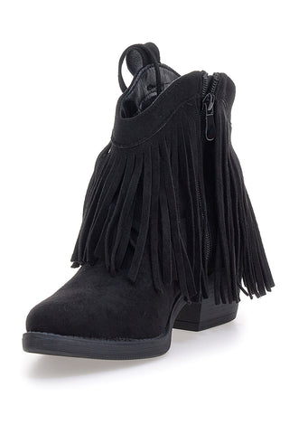 Die ersten schwarzen Texaner-Stiefeletten P638 mit langen Fransen