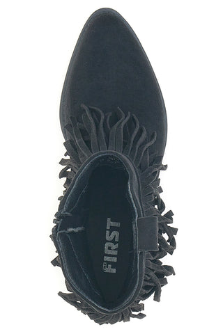 Die ersten schwarzen Texaner-Stiefeletten P638 mit langen Fransen