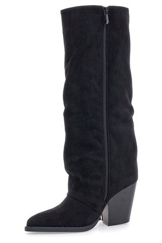 Stivali neri con tacco e frange The First P639