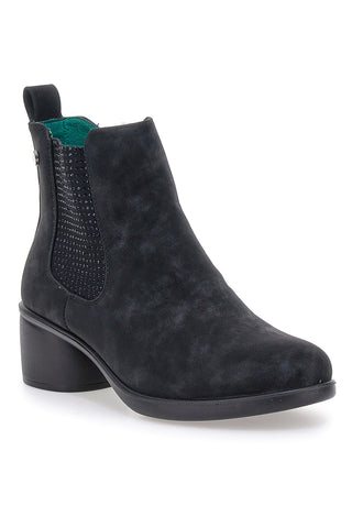 Schwarze vegane Stiefeletten mit Absatz und Memory Foam-Innensohle Eco Bio J5352210