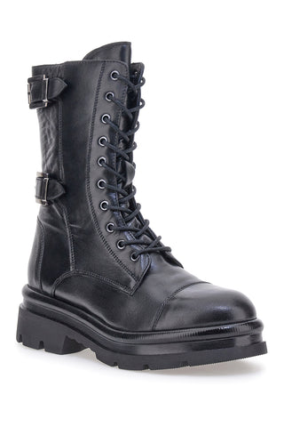 Pittarello FOCUS KI6062 schwarze Stiefeletten mit Schnallen und Profilsohle