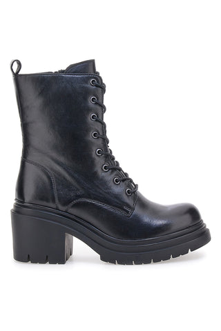 Pittarello Focus KI4040 schwarze Stiefeletten mit breitem Absatz und Schnürverschluss