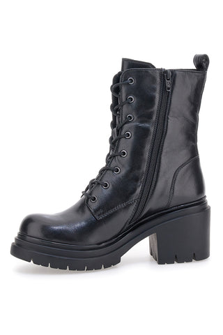 Pittarello Focus KI4040 schwarze Stiefeletten mit breitem Absatz und Schnürverschluss