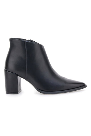 Energy I371 – Schwarze Stiefeletten mit spitzer Zehenpartie und Blockabsatz