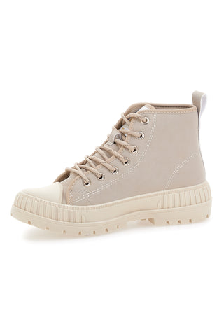 Beige High-Top-Schuhe aus Stoff mit dicker Sohle, Cotton Belt CBW522A0002