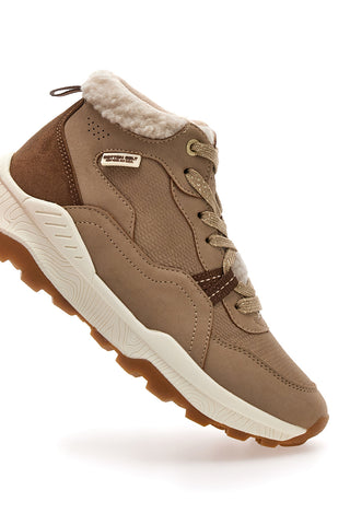 Beige High-Top-Schuhe mit gepolsterten Sohlen und einem dicken Baumwollgürtel von Corvara