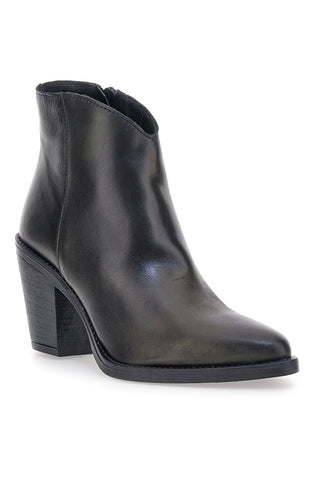 Stivaletti neri in vera pelle con tacco alto squadrato Pittarello glam 6326400