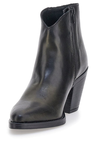 Stivaletti neri in vera pelle con tacco alto squadrato Pittarello glam 6326400