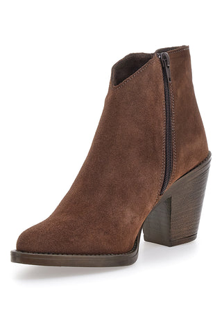 Stivaletti marroni scamosciati in vera pelle con tacco alto squadrato Pittarello glam 6326400