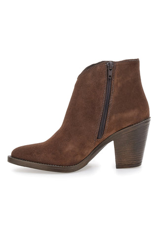 Stivaletti marroni scamosciati in vera pelle con tacco alto squadrato Pittarello glam 6326400