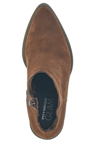Stivaletti marroni scamosciati in vera pelle con tacco alto squadrato Pittarello glam 6326400