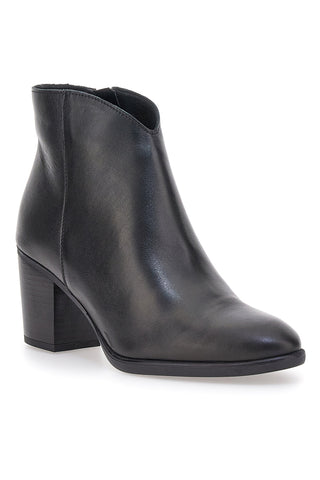 Pittarello Glam 4566400 Schwarze Lederstiefeletten mit mittelhohem Absatz