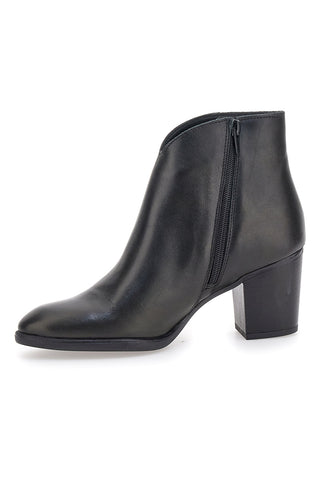 Pittarello Glam 4566400 Schwarze Lederstiefeletten mit mittelhohem Absatz