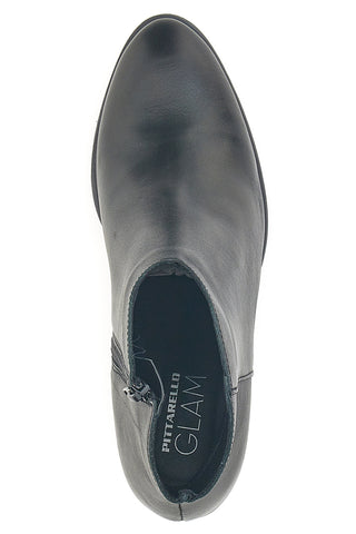 Pittarello Glam 4566400 Schwarze Lederstiefeletten mit mittelhohem Absatz