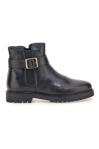 Prima Riga A04GAUDI Schwarze Stiefeletten mit seitlicher Schnalle