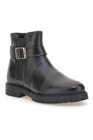 Prima Riga A04GAUDI Schwarze Stiefeletten mit seitlicher Schnalle