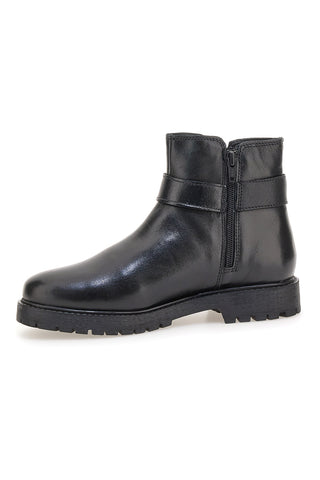 Prima Riga A04GAUDI Schwarze Stiefeletten mit seitlicher Schnalle