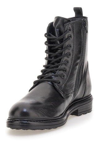 Stivaletti neri stringati in vera pelle Prima Riga CS07LIEGI