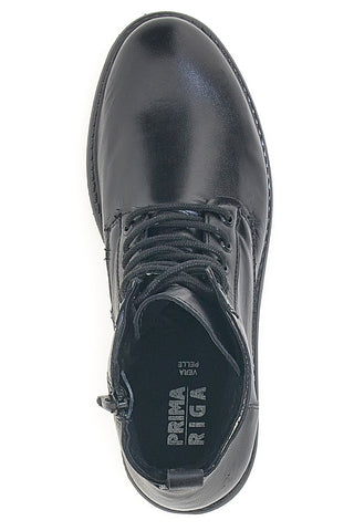 Stivaletti neri stringati in vera pelle Prima Riga CS07LIEGI