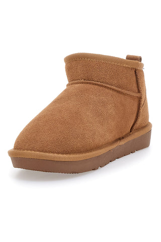 Stivaletti Pantofole camel imbottiti con pelo effetto scamosciato Mon Dieu L1200