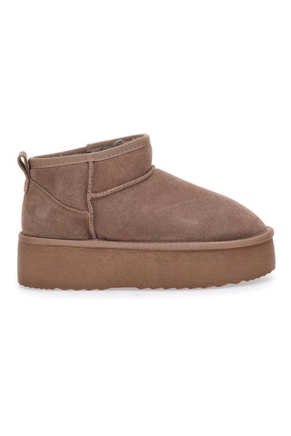 Stivaletti Pantofole camel con suola platform effetto scamosciato Mon Dieu L1250