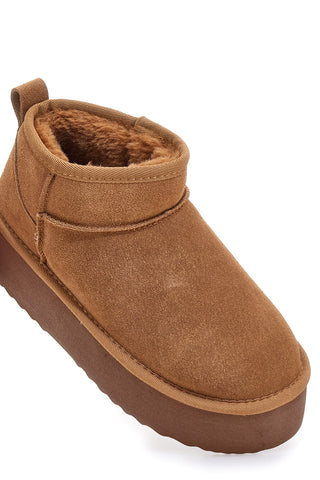 Mon Dieu L1250 – Stiefeletten mit Plateausohle und Wildledereffekt in Kamelbraun